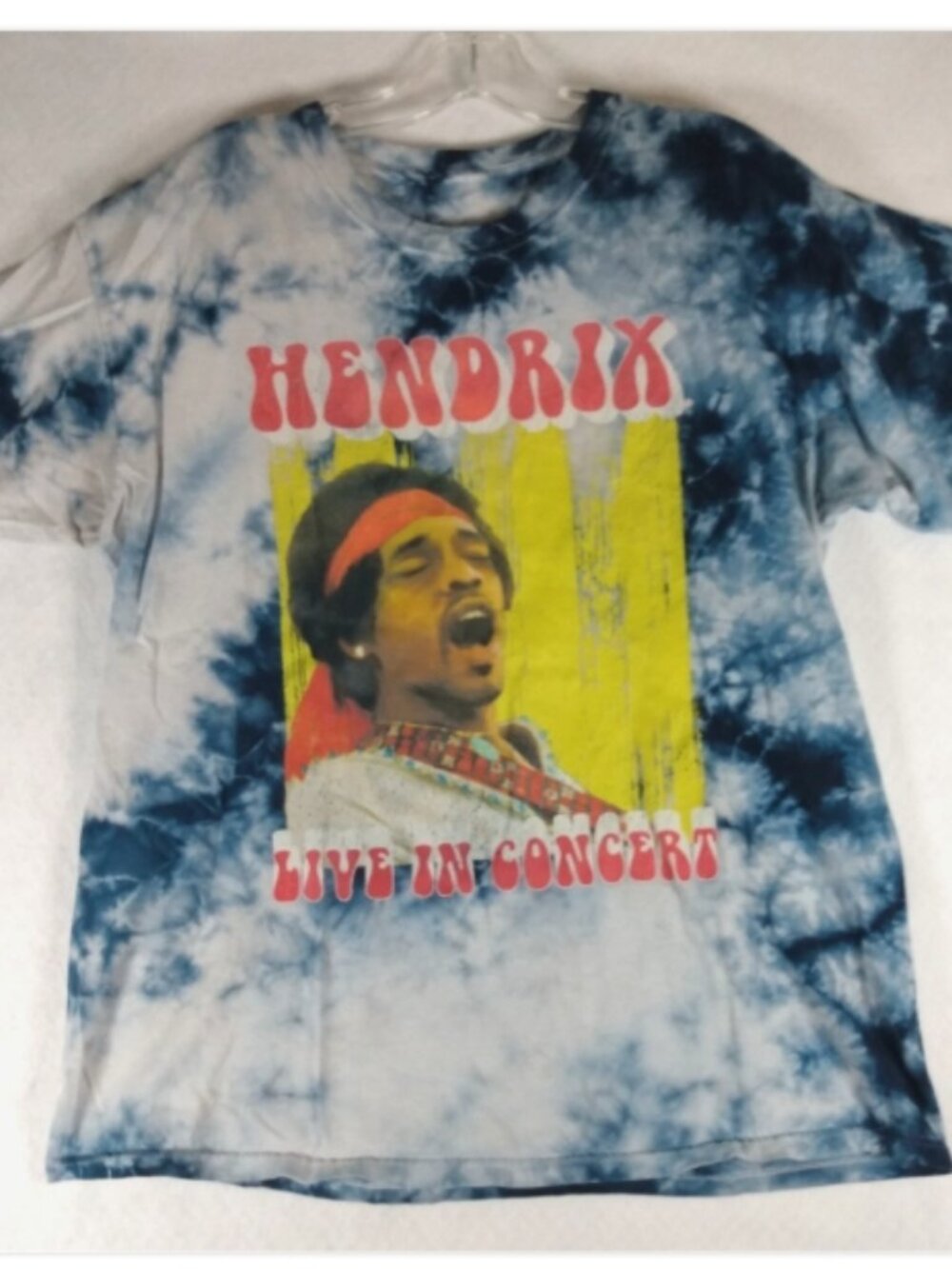 Jimi Hendrix Tie-Dye T-shirt Men's L Live In Concert Classic Rock Graphic Tee